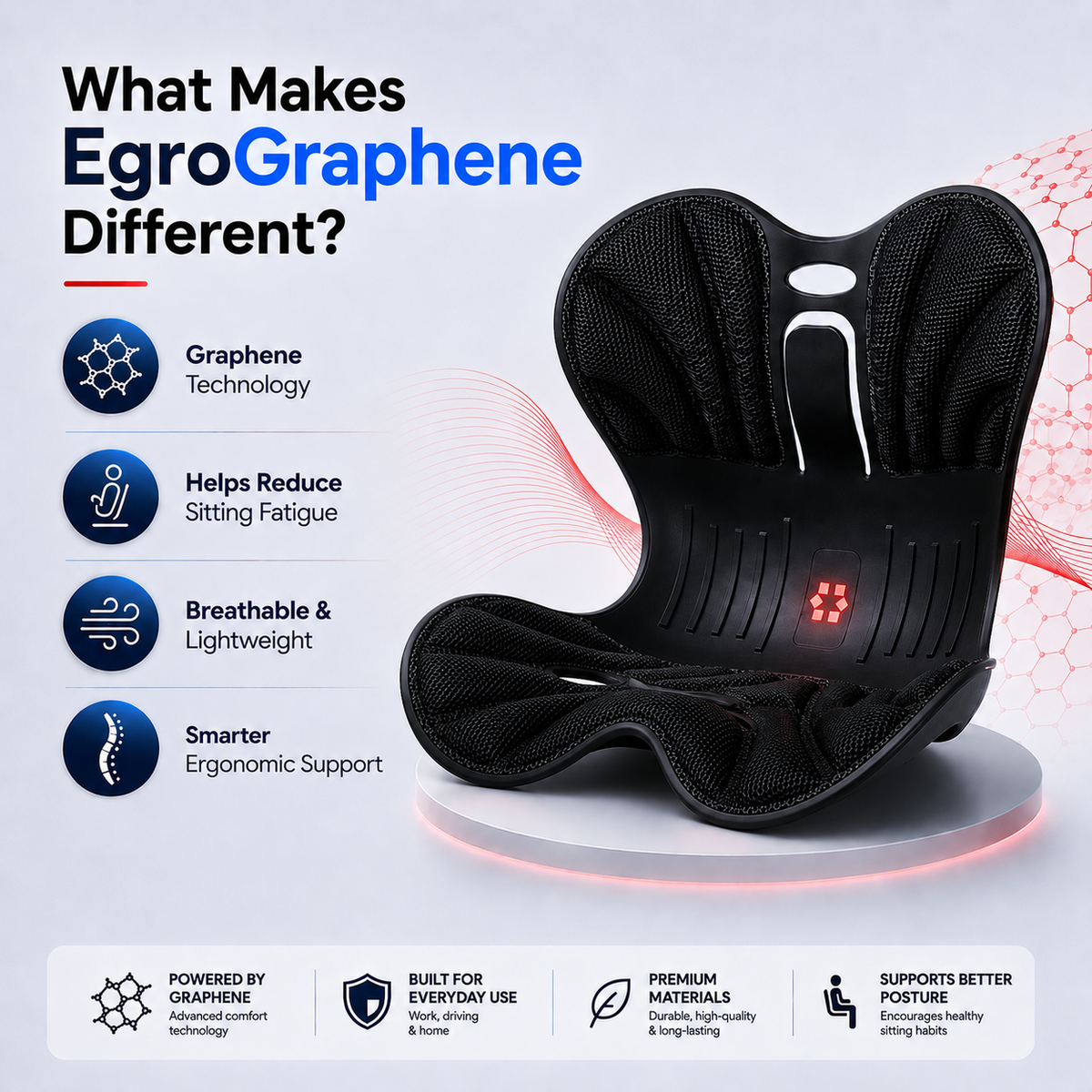 EgroGraphene Lumbar Support Seat Cushion